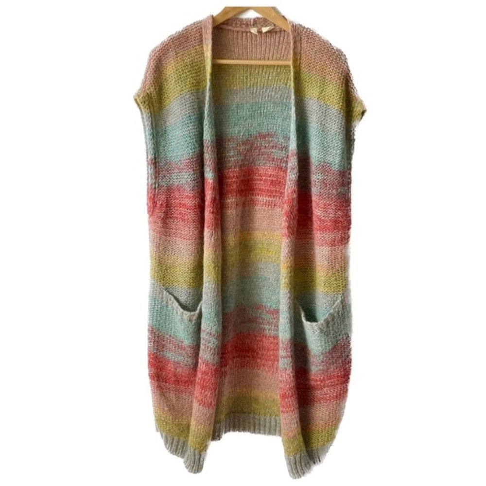 Moth Anthropologie XS/S (oversized) Long Ling Open Front Multi-color Cardigan